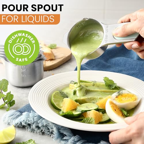 Spring Chef Magnetic Stainless Steel Measuring Cups Set of 7 Patented, Mint - color: Mint