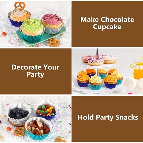 Gifbera Standard Navy Blue Foil Cupcake Liners Paper Baking Cups 200-Count - color: Navy Blue