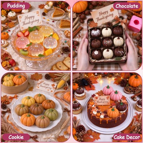 Pumpkin Cake Molds Silicone Mini Thanksgiving Halloween Chocolate Molds - color: Pink Mold