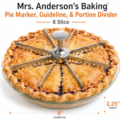 Mrs. Anderson’s Baking Pie Marker, Guideline, and Portion Divider, 8 Slice,Silver - style: Pie Marker