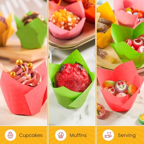 Tulip Cupcake Liners, Muffin Liners for Baking by Baker's Signature - color: 4.Colorful