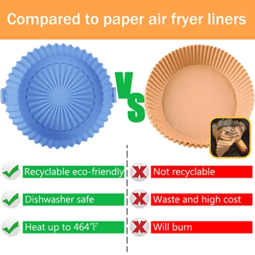 2 Pack Air Fryer Silicone Liners Basket Round, Apply to 1-3.5 QT Airfryer, Air Fryer Silicone Pot Bowl, Reusable Baking Tray Cooking Oven Accessories (Top 6.5in / Bottom 5.5in)