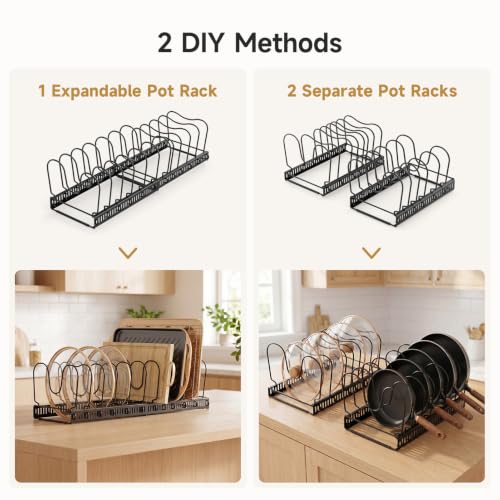 MUDEELA Pot Lid Organizer for Cabinet, Expandable Baking Pan Rack 14 Slots - size: 14 Dividers