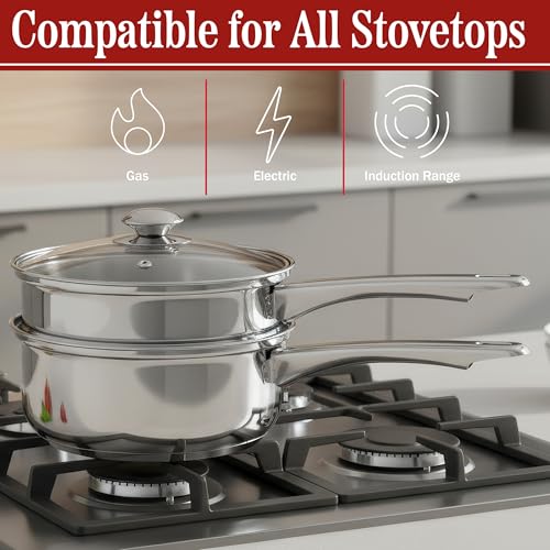 Classic Cuisine 6 Cup Double Boiler Pot Set, 7.75” x 3”