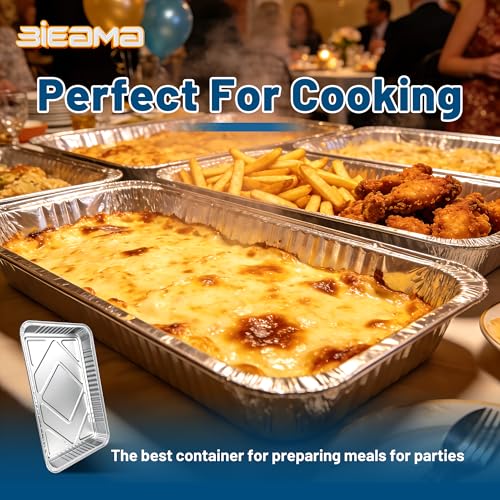 BIEAMA 100 Pack Aluminum Pans 9" x 13" Quarter Size Disposable Foil Pans - size: 13" × 9" 100PACK