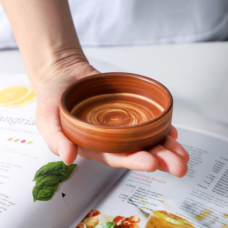 SNAIL GARDEN Handmade Dipping Bowls Set of 4,4oz Small Ceramic Soy Sauce Dish Dipping Bowls, Stoneware Cups for Dips,Sushi,Wasabi, Appetizers, Vintage Ramekins for Creme Brulee - Microwave & Oven Safe