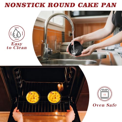 E-far 5 Inch Cake Pan, 3PCS Nonstick Stainless Steel Small Baking Cake Pans - size: 5 Inches