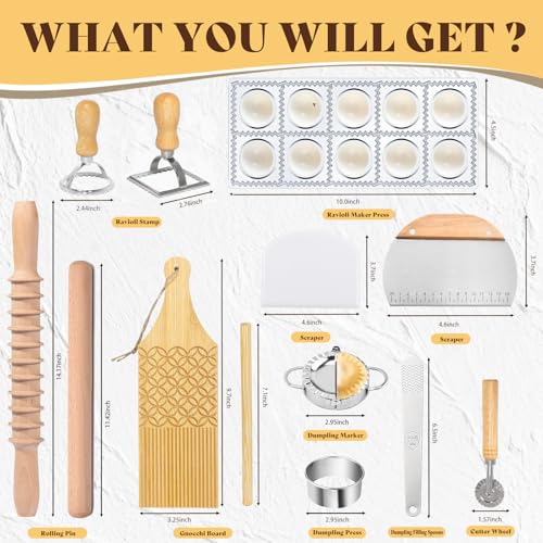 13Pcs Wood Pasta Making Kit - color: 13 PCS