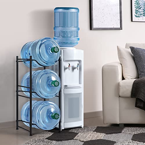 MOOACE 5 Gallon Water Jug Holder, 3 Tier Water Cooler Jug Rack - color: Black, size: 3-Tier