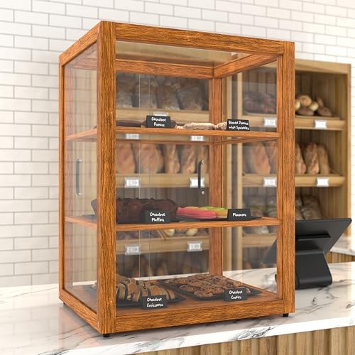 KoolMore 21 in. Upright Light Wood Countertop Dry Bakery Display Case, Bread, Cake and Pastry Display with Tempered Glass - color: Light Wood, size: 21 in.