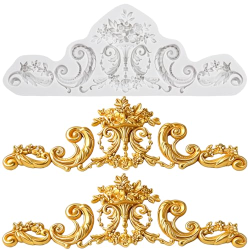 Lingzhi Baroque Style Fondant Mold Curlicues Scroll Lace Silicone Molds - color: Style E