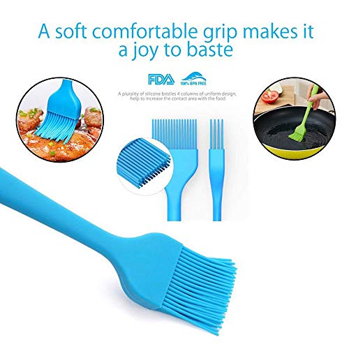 Basting Brush + Large Spatula Silicone Pastry Baking BBQ Sauce Marinade Meat Glazing Oil Brush Heat Resistant, Kitchen Cooking Baste Pastries Cakes Desserts 4 Pack (Brush + Spatula)