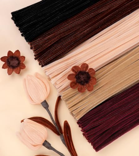 IOOLEEM Brown Pipe Cleaners,200pcs 5 Colors Chenille Stems Bulk for Crafts - color: Brown, size: 200 Count