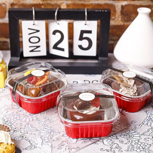 Halloween Baking Tins with Lids, Red 50 Pack for Home Bakers - color: Red, size: 5 oz