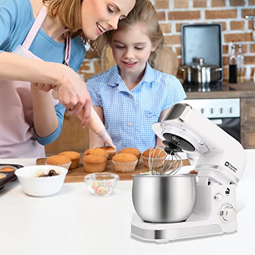 Kitchen in the box Stand Mixer,3.2Qt Mini Electric Food Mixer,6 Speeds Portable Lightweight Kitchen Mixer for Daily Use with Egg Whisk,Dough Hook,Flat Beater (White) - color: White