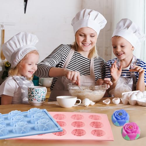 Rose Molds for Chocolate, 2 Pack Small Rose Flower Silicone Molds 30-Cavity - color: 2 Pcs Rose Flower Silicone Molds