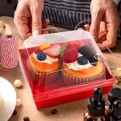 Jetec 150 Charcuterie Boxes with Clear Lids 4" Bakery, Red - color: Red