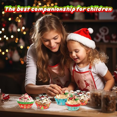 SANNIX 450pcs Christmas Cupcake Liners, 9 Patterns, Santa Snowman Christmas - style: Christmas