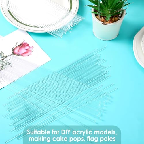 Zopeal 200 Pcs Acrylic Lollipop Stick Cake Pop Rod, 10 x 0.12 Inches, Clear - size: 10 x 0.12 Inches