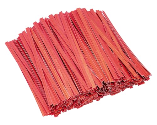 ONLYKXY 500pcs Kraft Paper Twist Ties Plant Ties 4inch Reusable Bread Twist Ties cake pop ties Cable Ties Candy Ties for Bags (Red) - color: Red
