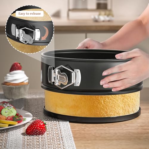 131Pcs Springform Pan Cake Pan Sets for Baking Non-Stick Cake Decorating Kit (4, 7, 9 Inch), Piping Bags and Tips Cheesecake Bakeware Baking Tools Parchment Paper & Manual