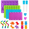 Gummy Candy Molds - Silicone Gummy Bear/Dinosaur/Hearts/Gummy Worm Mold with 2pcs Dropper,Non-stick and Bpa Free for Mini Candy Chocolate Gummies Baking - color: 4Psc Candy Molds