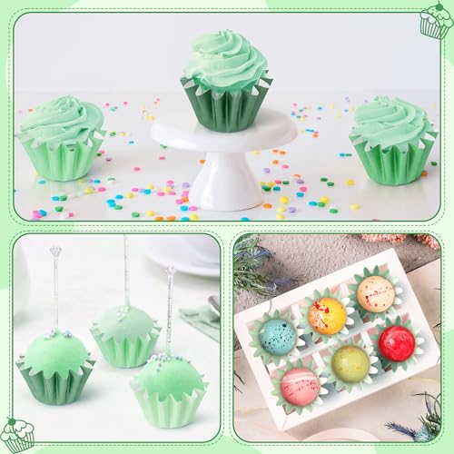 Green Mini Size Cupcake Liners, Bulk Grease Resistant Muffin Baking Cups - color: Green