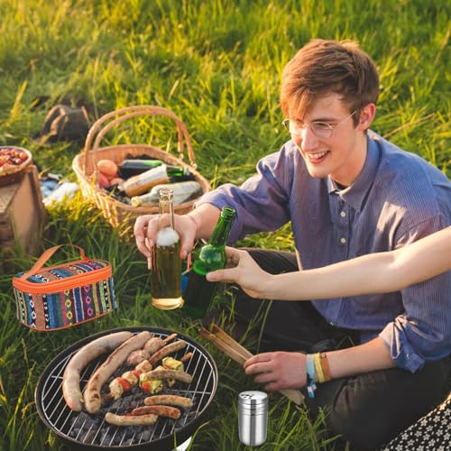 Camping Spice Kit, Salt and Pepper Shakers with Travel Bag, 6 Pc - color: Orange