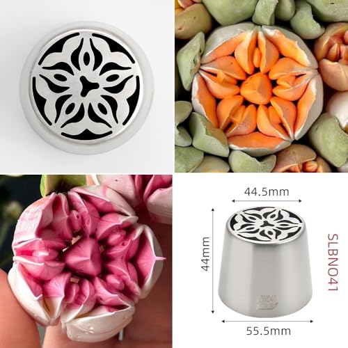 8 Pieces Stainless Steel Extra Large Russian Tulip Icing Tips Kit - color: SILVER SET12