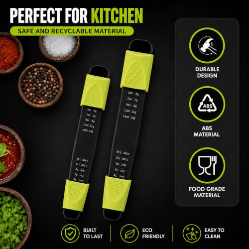 GOCHA Gadgets Adjustable Measuring Spoon, Double Ended, 9-in-1, Black Green - color: Black Green