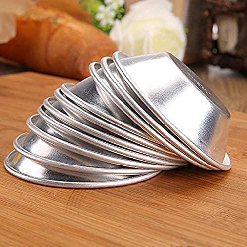 25 Pieces Egg Tart Molds Tiny Pie Tartlets Dessert Mold Pans Tin Puto Cup Bakeware Cake Cookie Mold, Round Resuable (Aluminum)