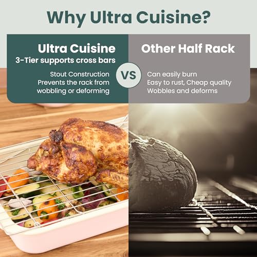 Ultra Cuisine Durable 3 Tiers Stackable, 16" x 10" Cooling Rack for Baking - size: 10" x 16" 3-Pack