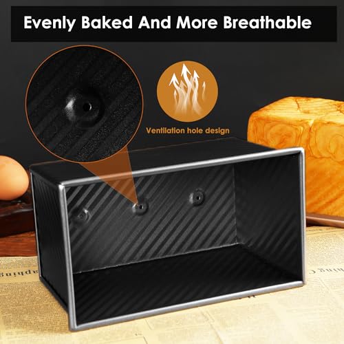 Pullman Sandwich Bread Loaf Pan with Lid, Nonstick Aluminized Steel - color: Black, size: 8.3inch