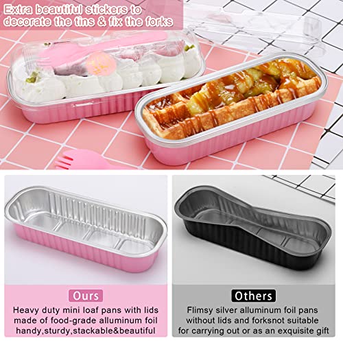 200Pack 6.8oz Pink Mini Cake Pans with Lids Baking Cups Aluminum Foil Pans Tins, Individual Dessert Cups Containers for Sales,Party,Picnics - color: 200-pack-Pink