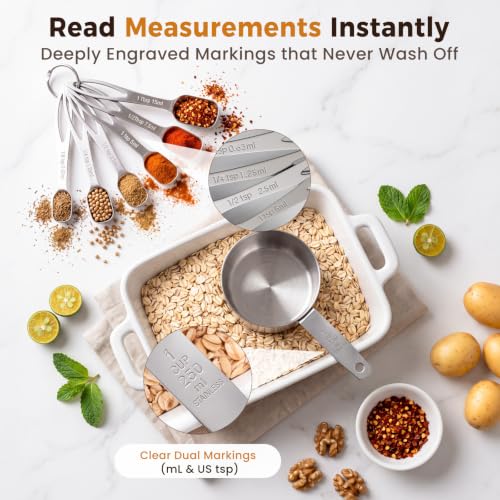 13pcs Stainless Steel Measuring Cups and Spoons Set for Spice Jars - size: 13PCS