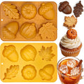 Fall Silicone Molds for Chocolate, 2Pcs 12-Cavities Autumn Molds - color: Brown+Yellow