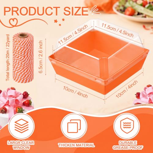 Jetec 150 Charcuterie Boxes with Clear Lids 4" Bakery, Orange White - color: Orange White