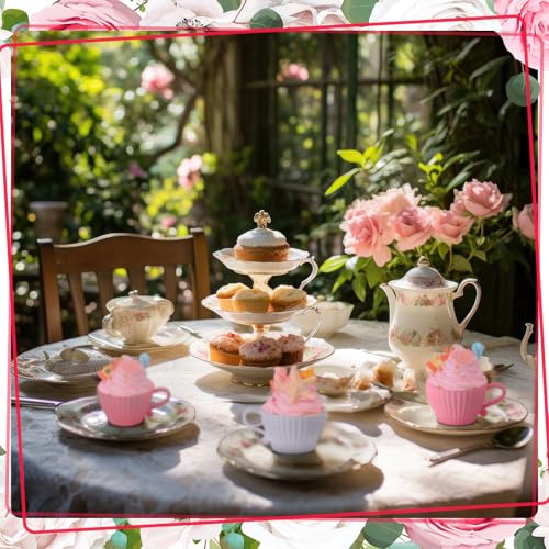 Vesici 24 Pcs Silicone Teacup Cupcake Molds, Reusable Baking Liners