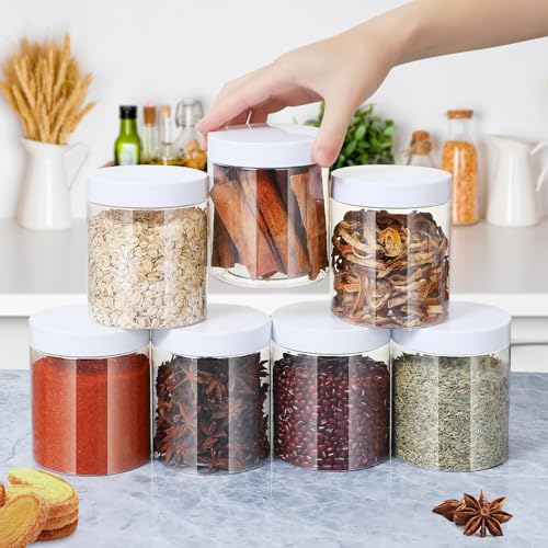 Plastic Jars with Lids,Airtight Container Ideal For Dry Food, Honey Jam, Peanut Butter,Cosmetics, Cream, Bathroom and Storage Included Extra Label and A Pen (30 PCS White Lids) - color: 30 PCS White Lids