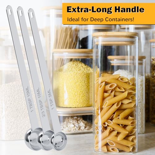 2PCS 1TBSP(15ml) Extra Long Handle Measuring Spoon, 18/8 Stainless Steel - size: 1tbsp|15ml
