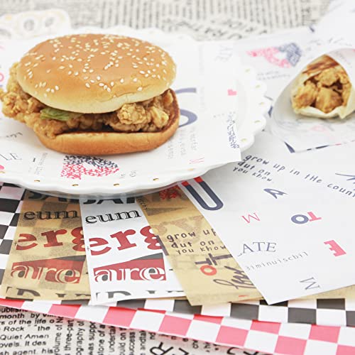 Premium Deli Paper 12"x12"- 200 Pack - Water & Grease Resistant, Greaseproof Liners for Food Boats - Pre Cut Deli Sandwich Wrappers - Food Basket Sheets for BBQ, Picnic, Tray Liner - color: White/Black Checkered