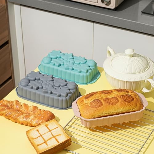 Vesici 3 Pcs Fall Thanksgiving Silicone Loaf Pans, Pumpkin Bread, 6-cup