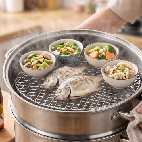 TrueCraftware- 14-3/4” Round Steamer Rack Cooling Rack Nickel Plated- Steamer Insert Steaming Rack Steam Tray Multi-functional Steamer Basket Cookware Veggie Fish Seafood Cooking - size: 14-3/4 Inch