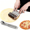 Wheel Pastry Cutter, Adjustable Pasta Cutter with Handle, Stainless Steel Dough Slicer for Noodles, Pizza, Brownies, Pie Crust, Multi-Tool for Baking & Cooking (3 Roller) - color: 3 Roller