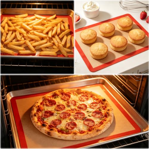 AMYONE Silicone Baking Mats, 11.6 x 16.5 Inch Half Sheet Pan Liners, 2 Pack - size: 16.6"L x 11.6"W