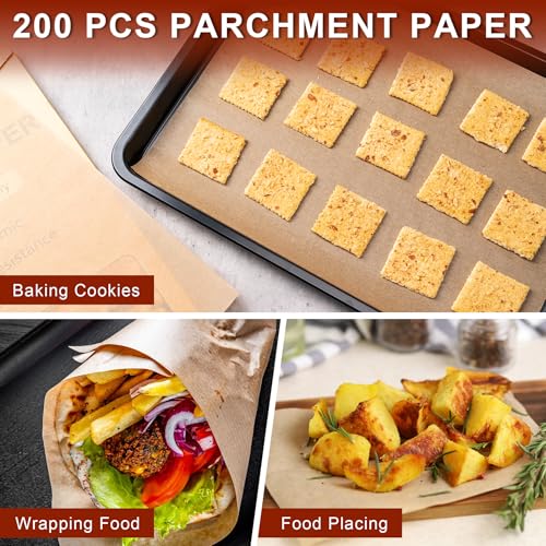 200Pcs Parchment Paper,12x16 In Non-Stick Precut Parchment Paper Sheets - size: 12x16-200PCS