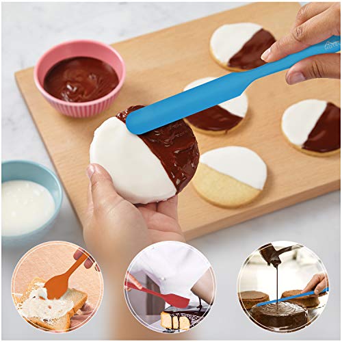 HOTEC 600℉ Heat Resistant Silicone Rubber Spatula Set,Multicolor, Set of 5 - color: Multicolor