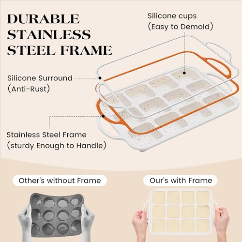 Mini Individual Square Brownie Pan with Dividers, Cream - color: Square, size: 2.5 inch
