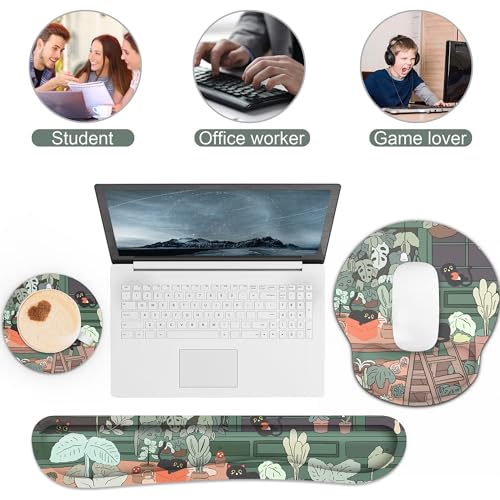 Ergonomic Mouse Pad with Wrist Rest and Keyboard Wrist Rest, Mousepad - color: Cute Cat