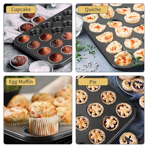 TeamFar Mini Muffin Pan, 24-Cup Non-Stick Cupcake Tray Tin for Baking